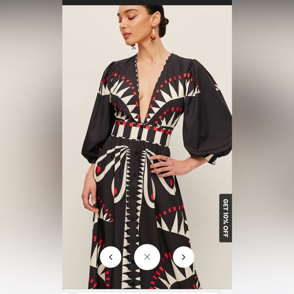 Commense Boho V Neck Split Dress NWT L - Picture 3 of 5